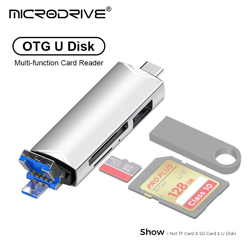 OTG SD TF 카드 리더, 고속 변속기 어댑터, USB 플래시 드라이브 어댑터, C타입 USB 마이크로 USB 카드 리더, 6 in 1