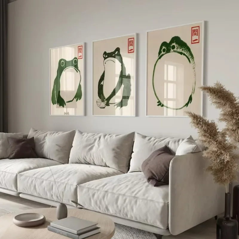Japan Hajime Matsumoto Green Frog Wall Art Retro Trendy Ukiyo-e