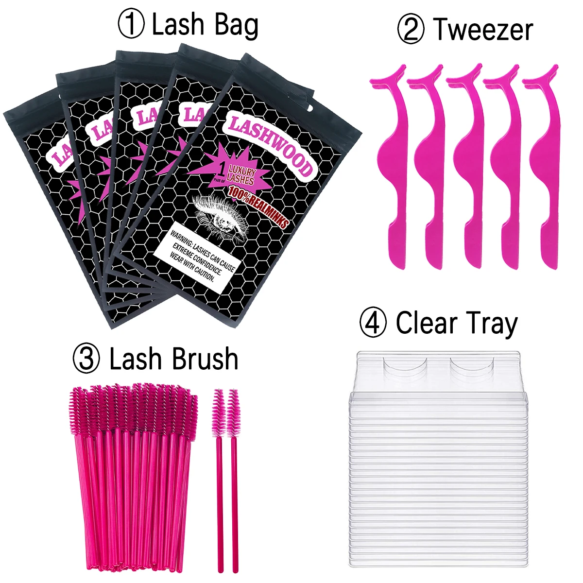 Lashwood Bag Package Sets Zip Lock Lash Packaging Resealable Eyelashes Case Pouch Cosmetic Box For Travel  Salon Custom Logo 2