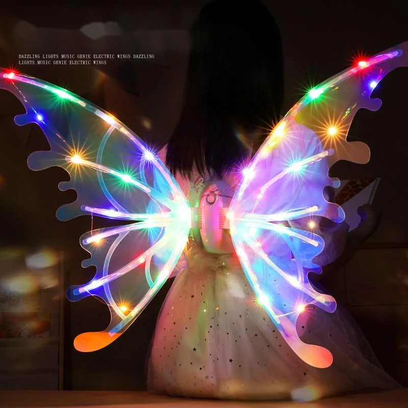 

Electrical Glowing Butterfly Wings Auto Swing Angel Fairy Princess Wings Costume For Kids Birthday Party Halloween Decor Gift