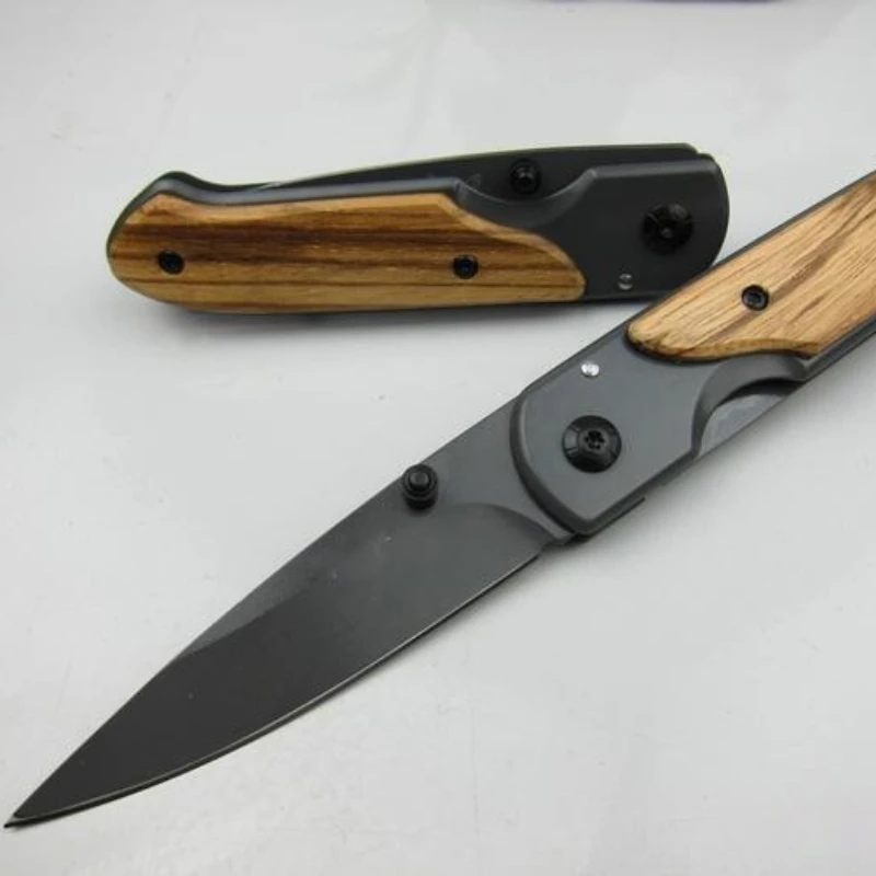 Benchmade DA44 survival Pocket folding knife Wood handle Titanium finish Blade tactical knife EDC Pocket knife knives