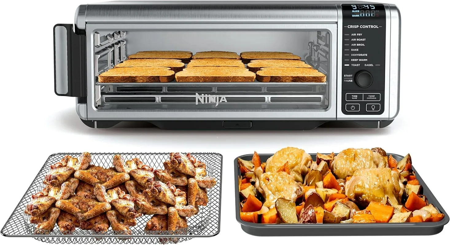 Ninja SP101 Digital Air Fry Countertop Oven with 8-in-1 Functionality, Flip Up & Away Capability for Storage Space