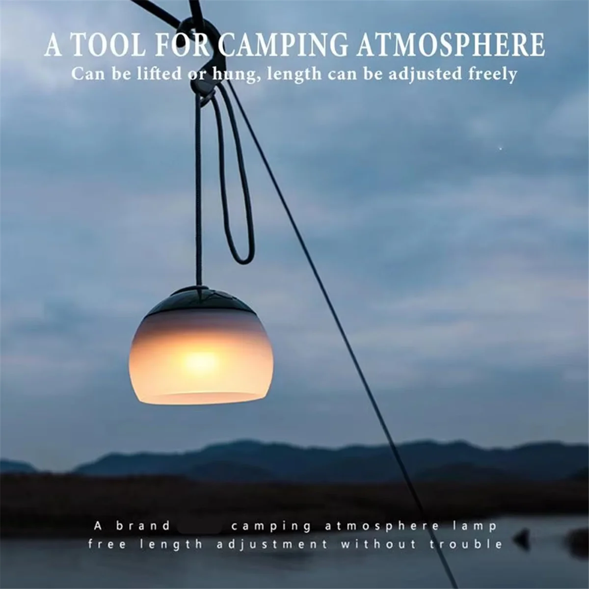 BAAU Rechargeable LED Camping Lantern with Hook-4 Mode Adjustable Outdoor Tent Light for Fishing, Camping, and More B