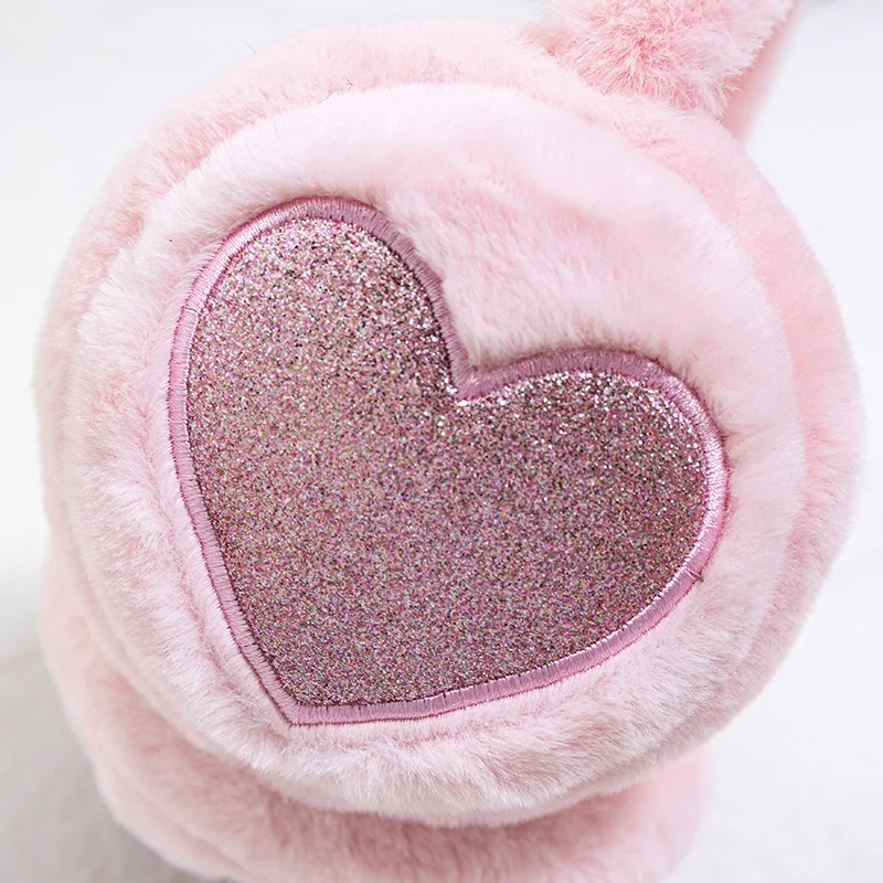 Plush Winter Warm Ear Earmuffs Glitter Cat Ear Warmers Heart Fur Hang Cover Women Girl Earflap Cold Protection Muffs hair accessories cat ear warmers