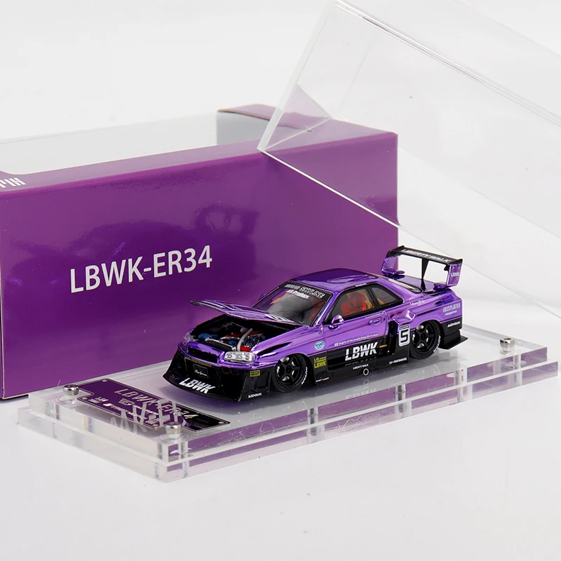 1/64 Skyline Gtr Er34 Lbwk Alloy Purple Plating Toys Car Model