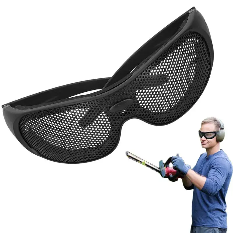 

Safety Goggles For Men Breathable Metal Mesh Glasses With Black Frame Anti Fog Safety Goggles Protective Eyewear Eye Protection