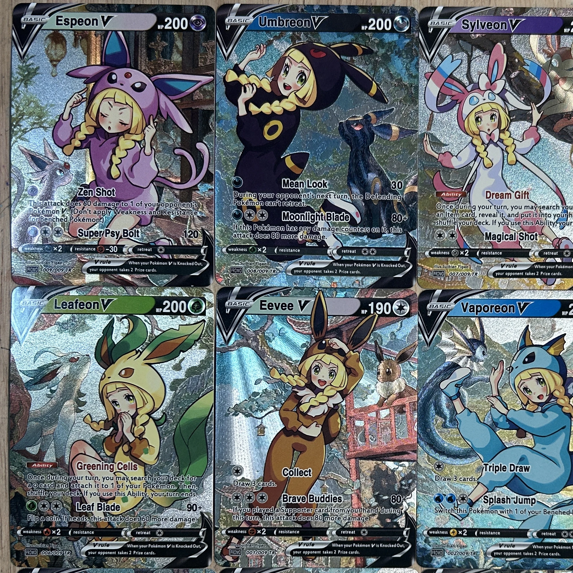 Diy PTCG Lillie Eevee Umbreon Sylveon Texture Flash Card 10Pcs/set Classic Game Anime Collection Cards Gift Toy