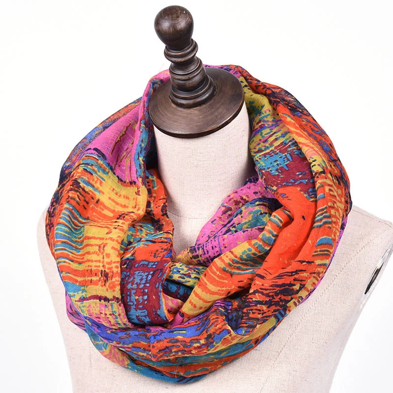 

Fashion Women Cotton Print Infinity Scarf Warm Soft Ring Scarves Circle Loop Foulard Femme Snood Neck Wrap Shawl