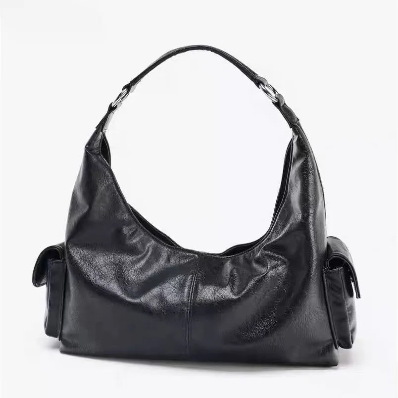 Fashion Trend Handbag Women New Design Black Multi-pocket Crossbody Bag Y2k Biker Shoulder Underarm Bag Vintage 2025 High