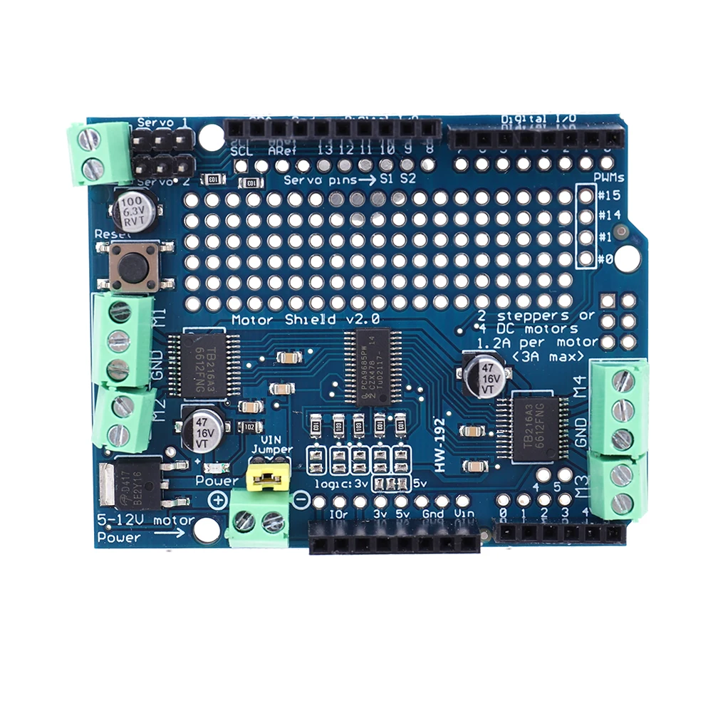 PWM 서보 드라이버 보드 실드 V2 DC 스텝퍼 모터 모듈 보드, TB6612 IIC I2C, 아두이노 로봇 메가 R3 용