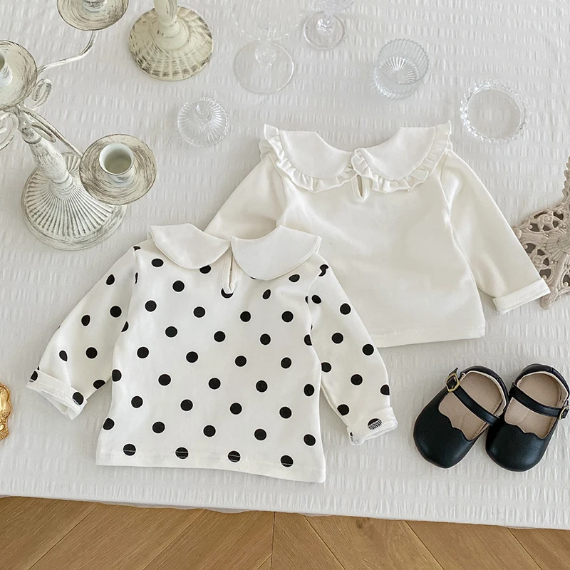 Autumn Toddler Baby Girl Long Sleeved Cotton Dot Printing T-shirt Children Clothing Newborn Baby Girls Pullover Tops