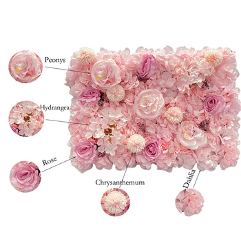 Silk Rose Flowers 3D Backdrop Wall Wedding Decoration Artificial Flower Wall Panel for Home Decor Backdrops Baby Shower 4