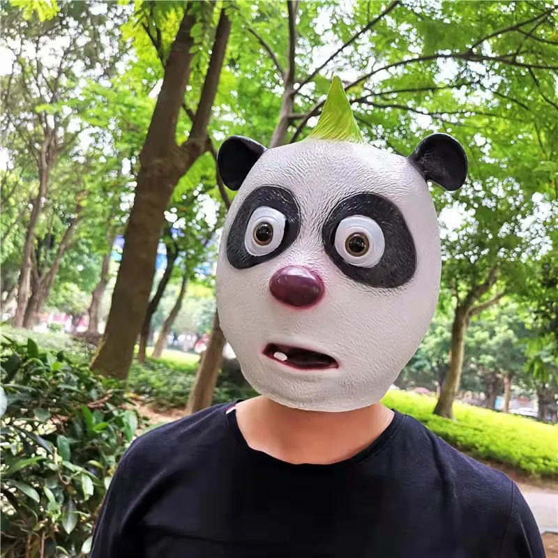 Animal Head Mask Costume Party Unicorn Horse Panda Luminous Head Mask Latex Funny Zoo Prop Full Face Covering Helmet Headgear