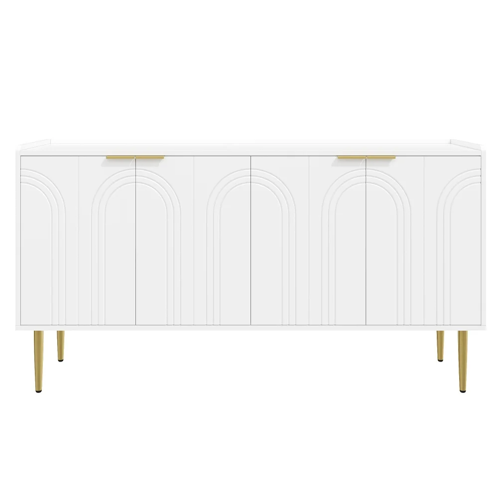 140 x 38 x 75 cm) moderner Sideboard-Kleiderschrank, vergoldete Eisenbeine, exquisite gewölbte Schranktüren, Aufbewahrungsbuffet, für Wohnzimmer – Detail 27