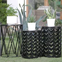 Set of 3 Metal Round Coffee Accent Table, Side Table End Table for Indoor Outdoor Multifunctional Use,Heavy Duty Metal Plant 2