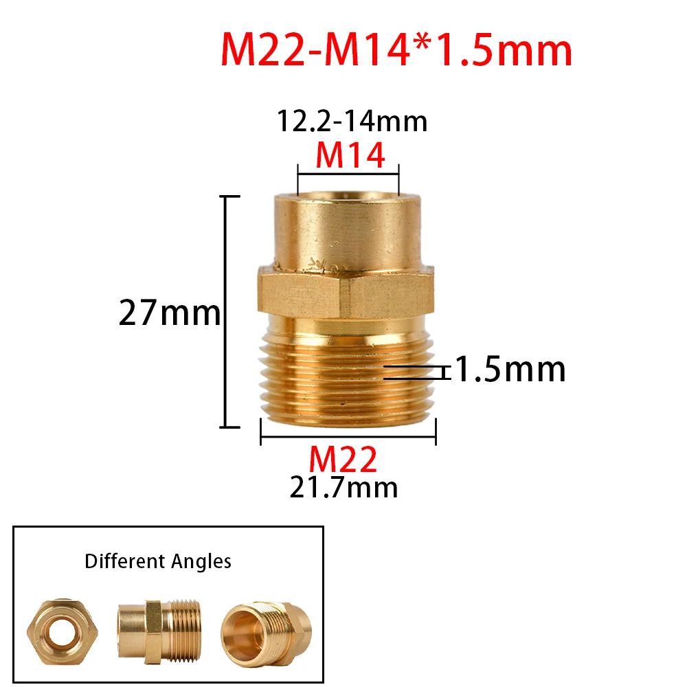Brass Thread Connector 3/8" 1/2" M14 M18 M22 Male Female Adaptor Pressure Washer Gun Hose Fitting