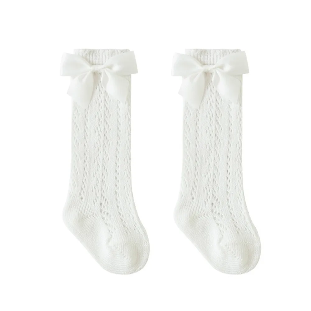 Bowknot Girl's Cotton Socks Soft Elastic Children Long Tube Socks Breathable Comfortable Mesh Princess Socks 0-5 Years Old