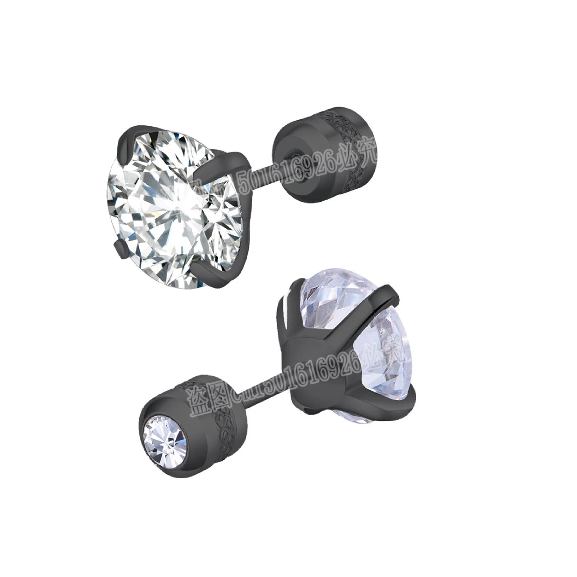 Crystal Ear Studs Stainless Steel 4 Color CZ Zircon Korean For Women