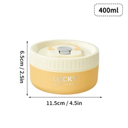Premium Portable Insulated Stainless Steel Lunch Box with Cutlery & Thermal Bag - Leak-proof & Microwave Safe Bento Container (400ML Yellow)