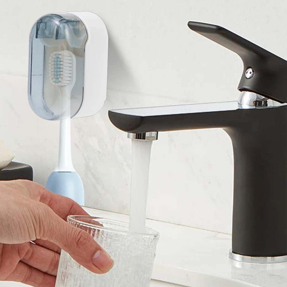 1/6pcs Punch-free Toothbrush Holders Wall-Mounted Self Adhesive Toothbrush Racks Dust-free Space Saving Bathroom Organizer Boxes