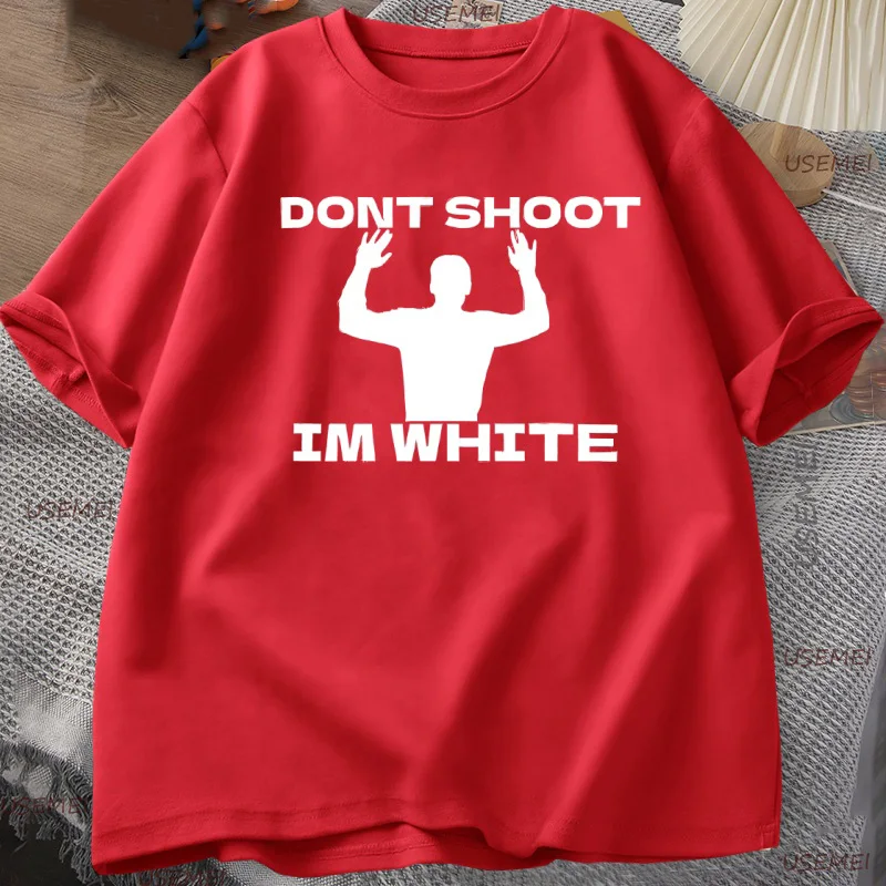 재미있는 유머 Don't Shoot 그래픽 T 셔츠 남성 코튼 반팔 티셔츠 티셔츠 캐주얼 통기성 루즈 라운드 넥 티셔츠 탑