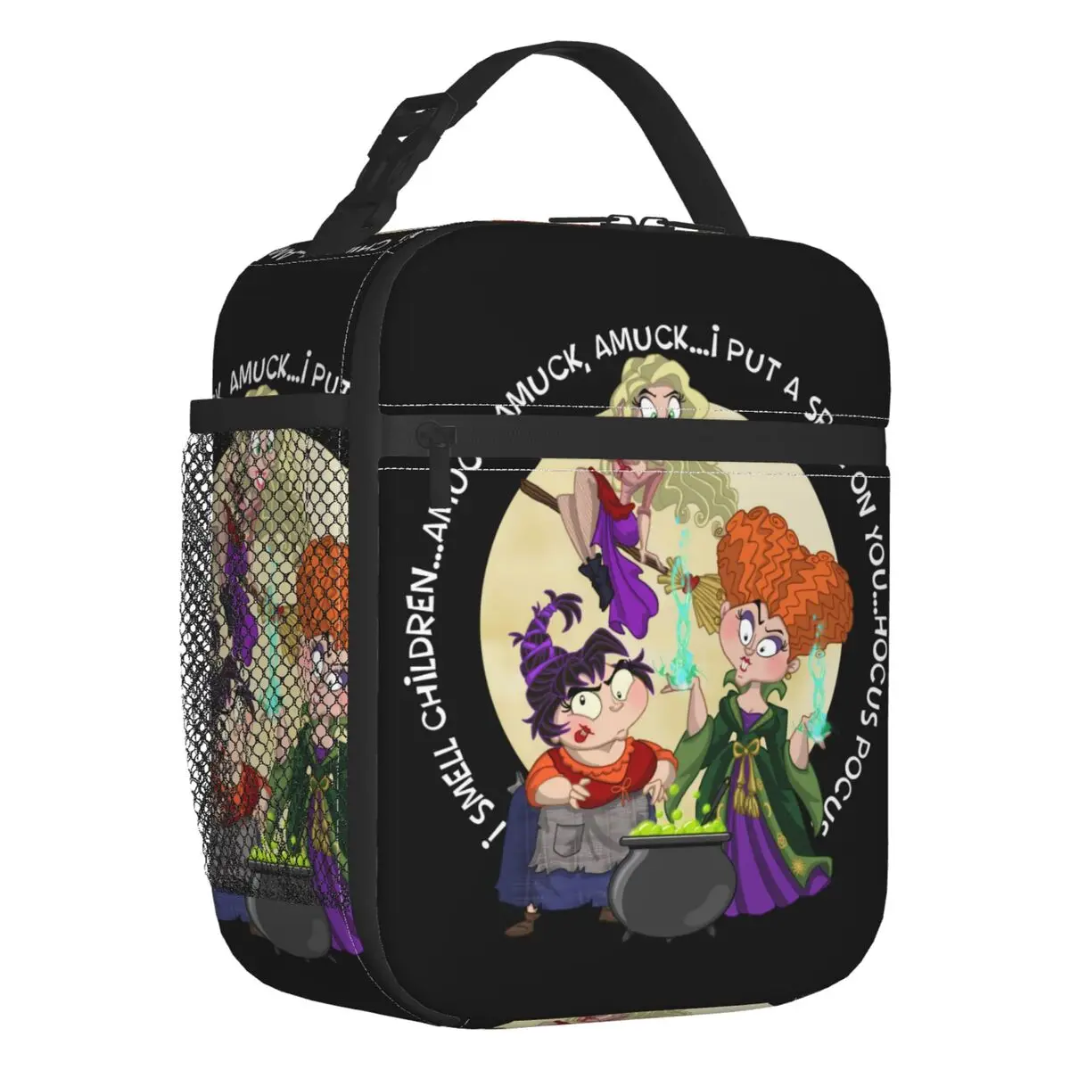 

Custom The Sanderson Sisters Hocus Pocus Film Lunch Bag Women Warm Cooler Insulated Lunch Box for Children School