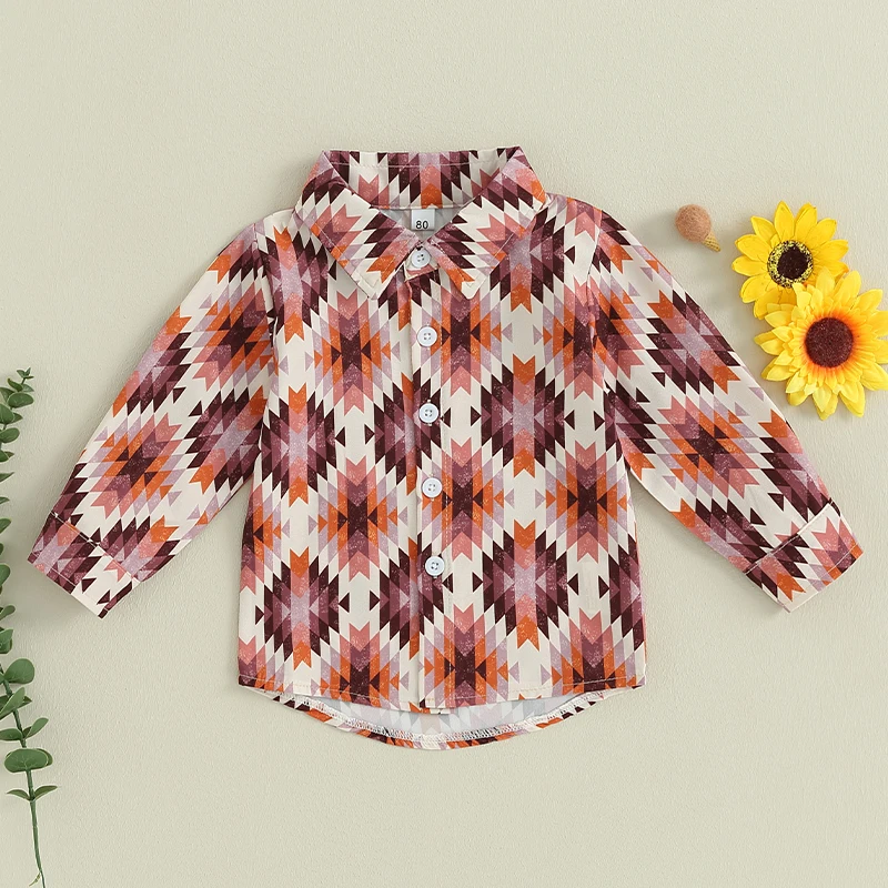 Vintage Kids Shirts Clothes Spring Autumn Blouses Clothing Infant Boys Animal Graphic Print Button Tops Kids Long Sleeves Shirts