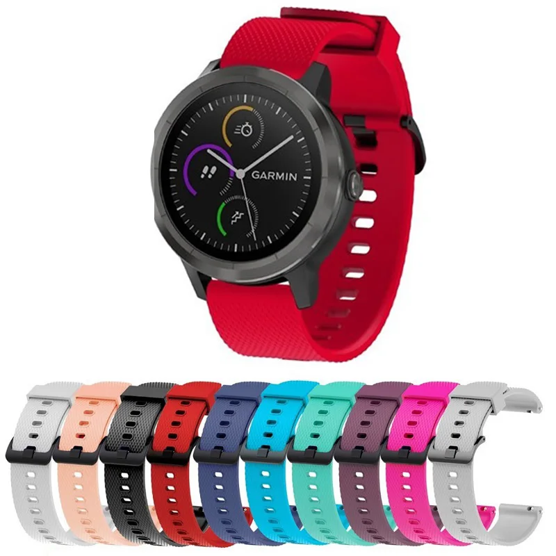 

Ремешок силиконовый для наручных часов Garmin Vivoactive 3, 20 мм, браслет Forerunner 245 м/645/158/55/CAME/SQ 2/Venu2 Plus