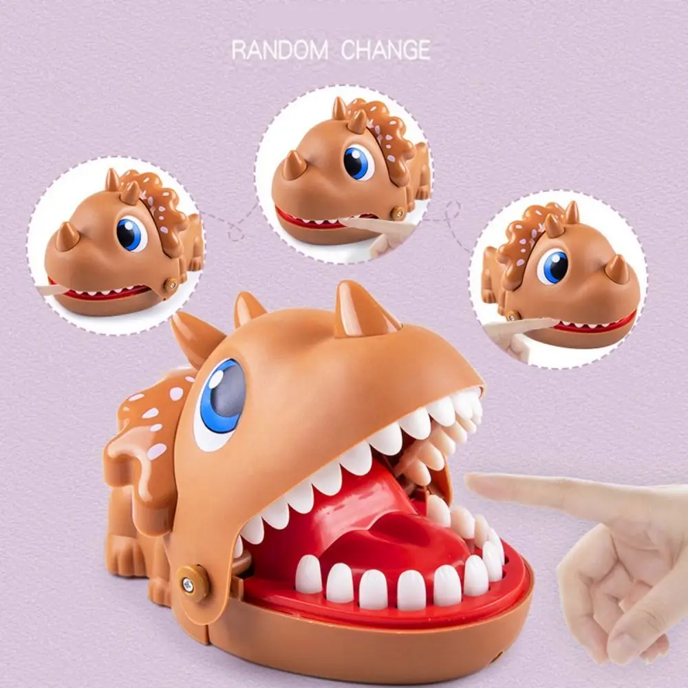 Triceratops Shape Hand-biting Crocodile Scary Toy Odorless Extract Teeth Dinosaur Bite Fingers Toy Cartoon Safe