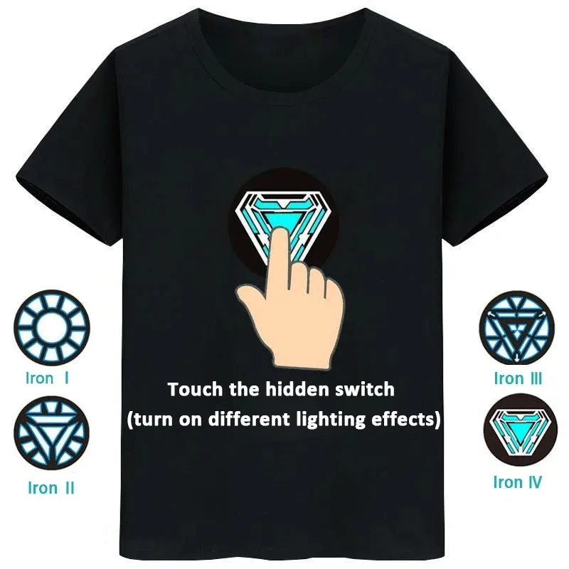 Iron Man Touch t-shirt luminosa Iron Cosplay Costume LED t-shirt