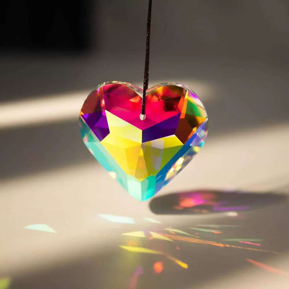 Suncatcher Heart Pendant Rainbow Crystal Window Hanging Prism Home Decoration Lovers Valentine's Day Gifts 5