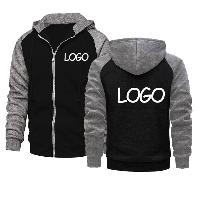 DIY Customize Your Brand Logo Men's and Women's Casual Hoodie Tops Contrast Zip Street Personality Sweatshirt Custom Gifts 2