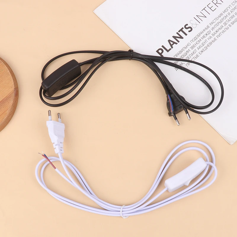 EU Plug LED Light Switch Cable Wire On/Off Switch Desk Lamp (6FT/1.8M) EU Plug Extension Connector Electric Cable