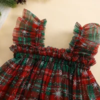 Weihnachtskleid Mädchen Tüll Zuckerstangen- und Karo-Muster – Bild 3