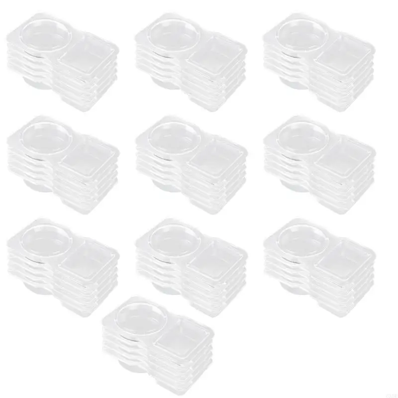Double Compartment Condiment Container Snacks Storage Organizers for Travel Transparent Sauces Dressings Holders 6XDE
