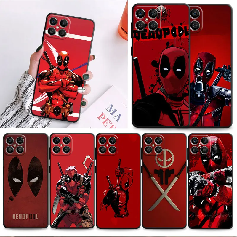 Deadpool Marvel Dead Pool Case Per Honor Magic5 Lite 20I 30I X8 8X 80 X5 X6 X7 X9A X8A 20 60 70 50 Magic4 Pro Cover Morbida Nera