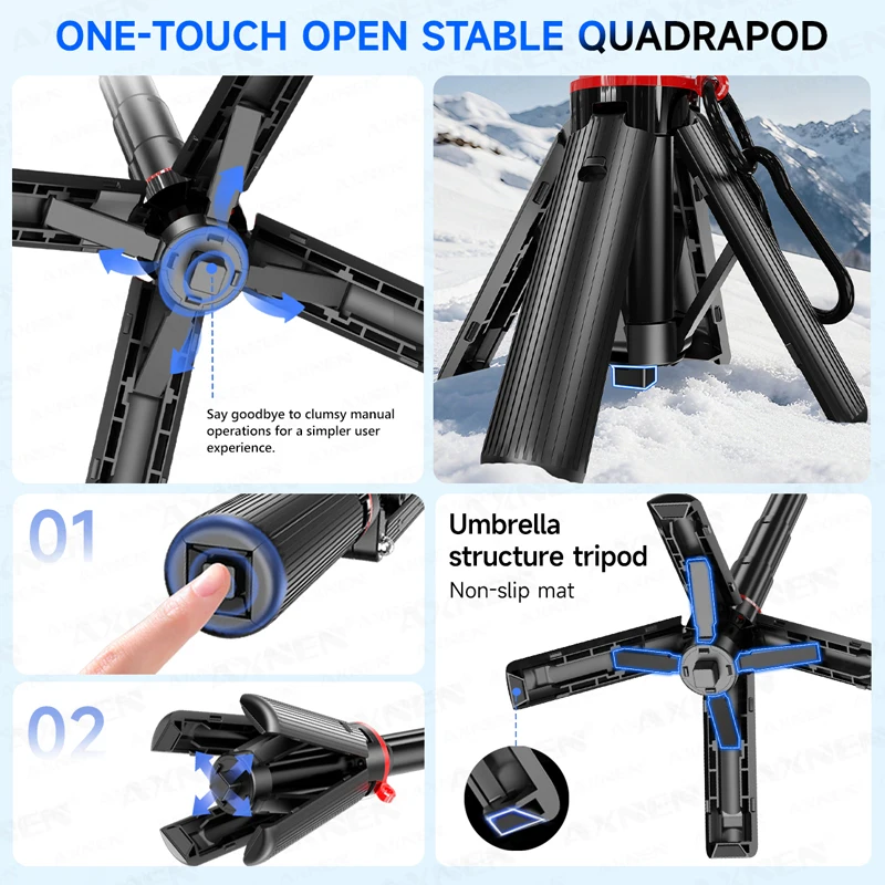 Magnetic Pocket Selfie Stick Desktop Mini Tripod 360° Rotating Phone Holder With Wireless Bluetooth Remote For_voghion.com