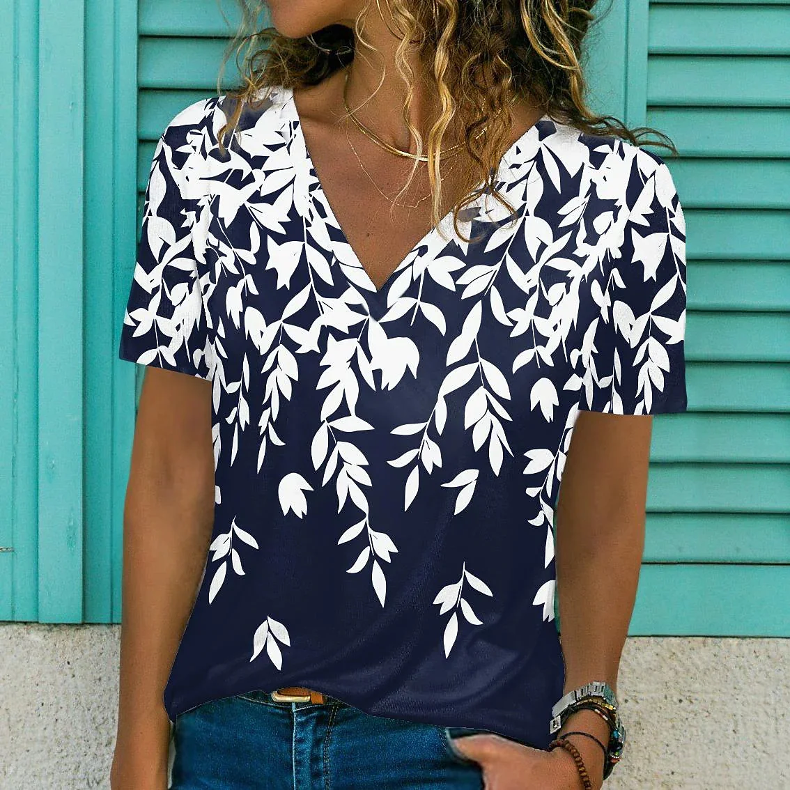 

Women's T-shirt Summer Short Sleeve Tops Tees For Female Fashion Harajuku 3D Leaf Print T Shirt Clothing Y2k Clothes 2023