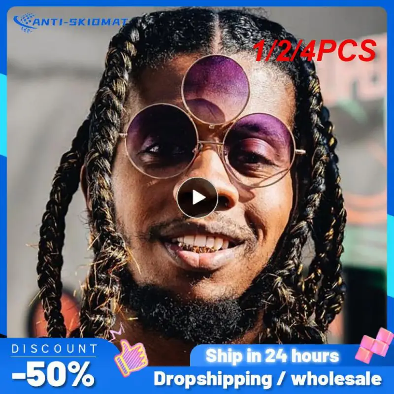 

1/2/4PCS New 2022 Sunglasses Third Lenses 3 Eyes Round Metal Vintage Sun Glasses For Women Men Fashion Eyewear Shades UV400