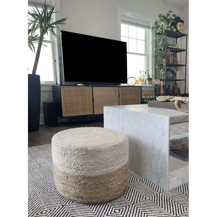 Braided Jute Pouf Ottoman 4
