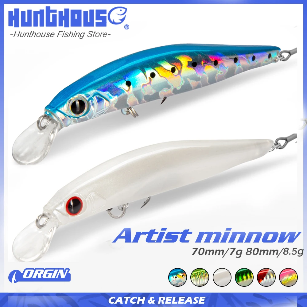 

Hunthouse Artist Minnow Twitch Fishing Lure Jerkbait Sinking Slow Hard Bait Wobblers For Pike Trout 70mm 80mm Sea Fish Tackle