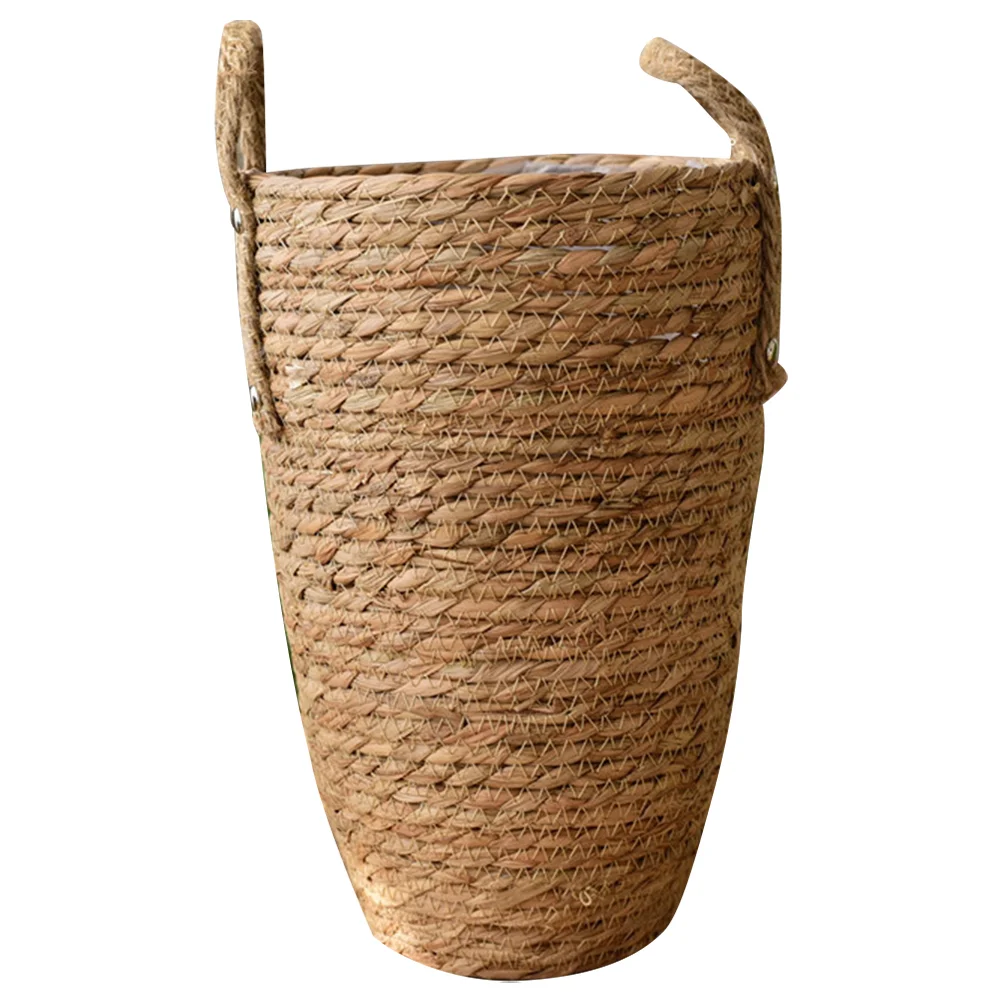 

Woven Flower Basket Desktop Plant Decor Pot Outdoor Wicker Design Planter Planting Multi-purpose Straw Weaving Man Vase