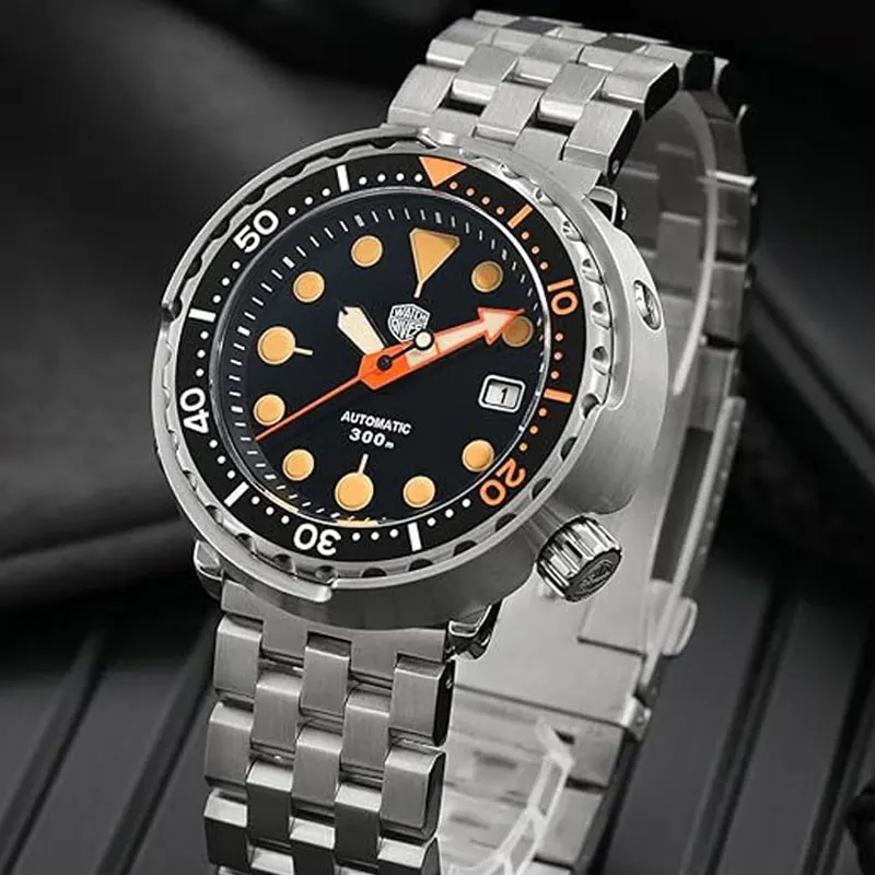 Watchdives Diver Watch for Men NH35 Automatic C3 Green and BGW9 Blue Luminous 300M Water Resistance Sapphire Crystal Wristwatch