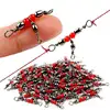 50Pcs/lot Fishing Rolling Brass Barrel Triple Swivels Bearing Connector Solid Ring Fishing Fishing Tackle Accessory 1