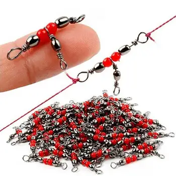 50Pcs/lot Fishing Rolling Brass Barrel Triple Swivels Bearing Connector Solid Ring Fishing Fishing Tackle Accessory 1
