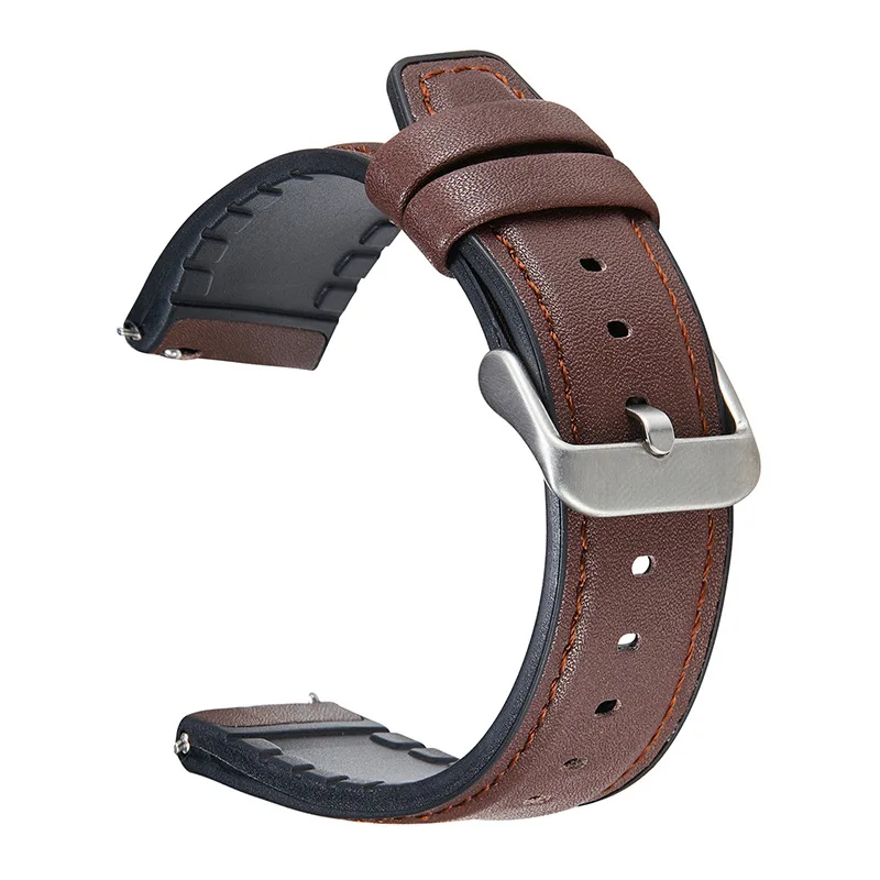 Premium 20mm Silicone Leather Watch Strap - Elegant & Durable Design