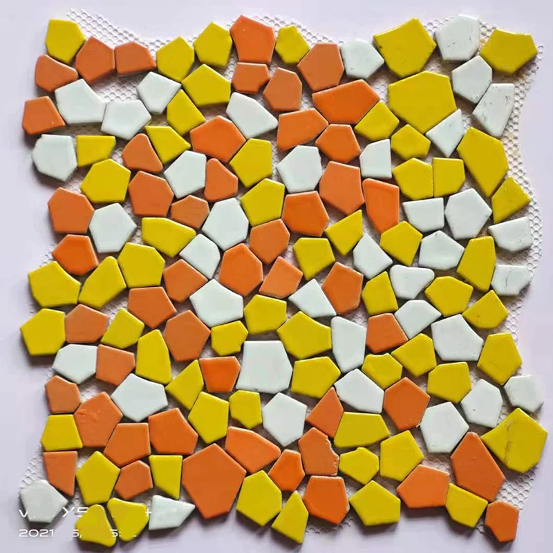 Esweny 200g Ceramic Mosaic Tiles for Crafts,Irregular Stained Ceramic  0.2x0.8 Porcelain Mosaic Tiles for Home Decoration (