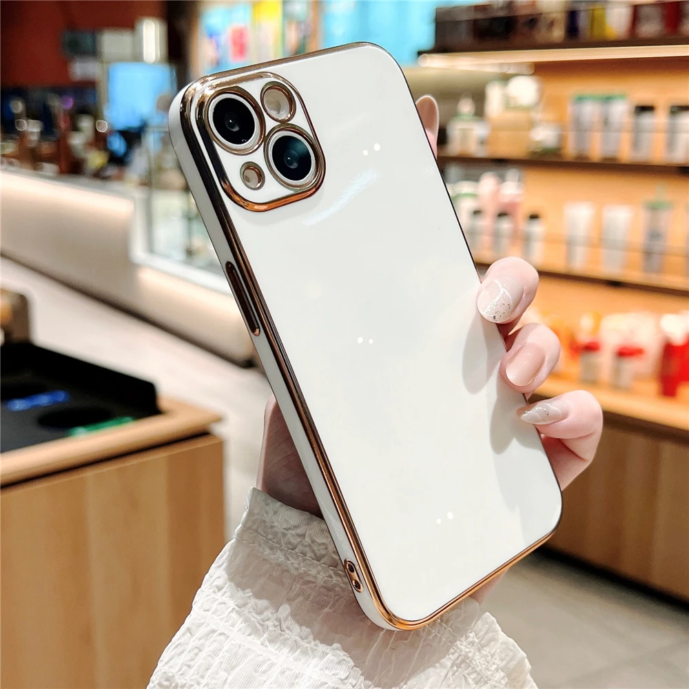 Luxury Plating Silicone Phone Case with Soft TPU Bumper - Full Cover