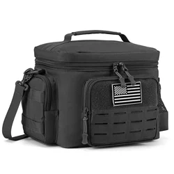 Heavy Duty Insulated Tactical Cooler Bag - Leakproof Outdoor Lunch Box for Camping, Work, and Picnic (Black)