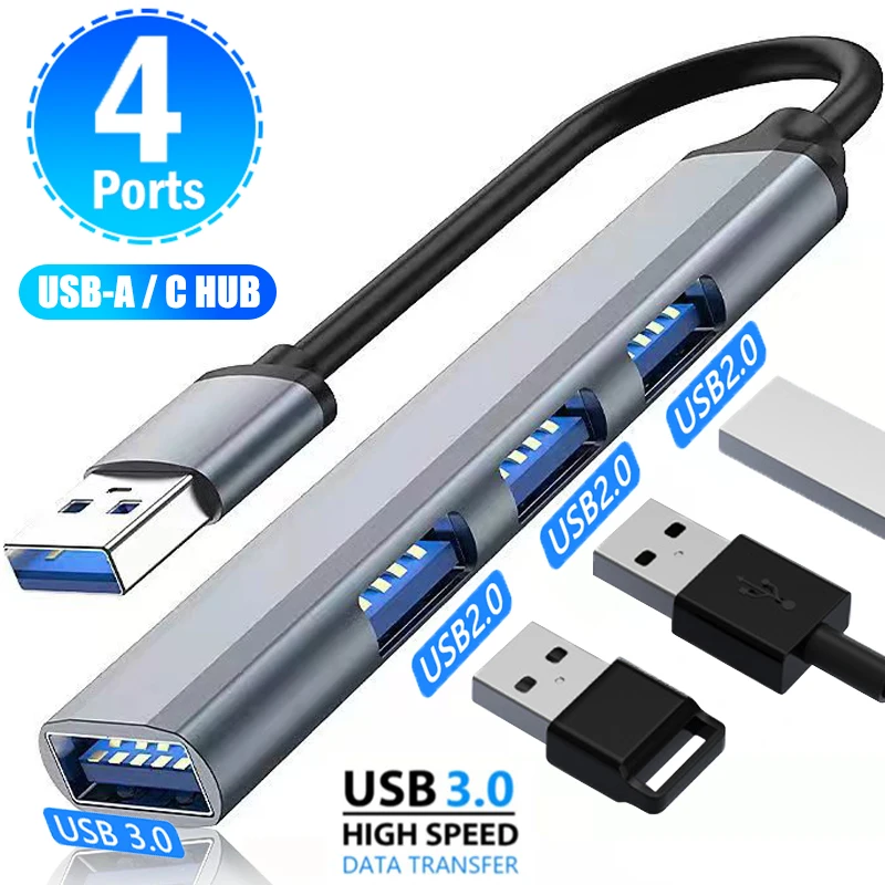 Usb Splitter 4 Porte Multiple Expander Docking Station Usb 3.0 Usb 2.0 Tipo C Hub Adattatore Otg Per Laptop Pc Tastiera Mouse